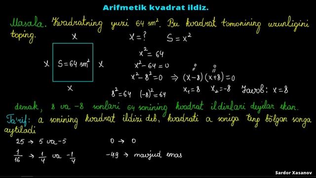 # 38-DARS: Arifmetik Kvadrat Ildiz.  