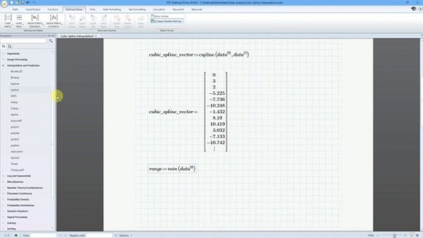 Mathcad Prime - Cubic Spline Interpolation | Data Analysis