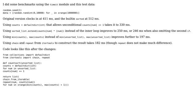 Code Review: Beating built-in timsort with own count sort function (3 Solutions!!) смотреть онлайн