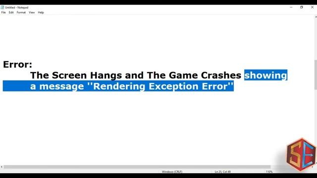 Rendering Exception Error - { FIX } - During Games