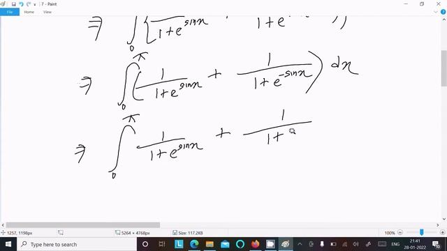 Integrate : ∫ 1/(1 + e^sinx) dx x ∈ [0 , 2π] смотреть онлайн