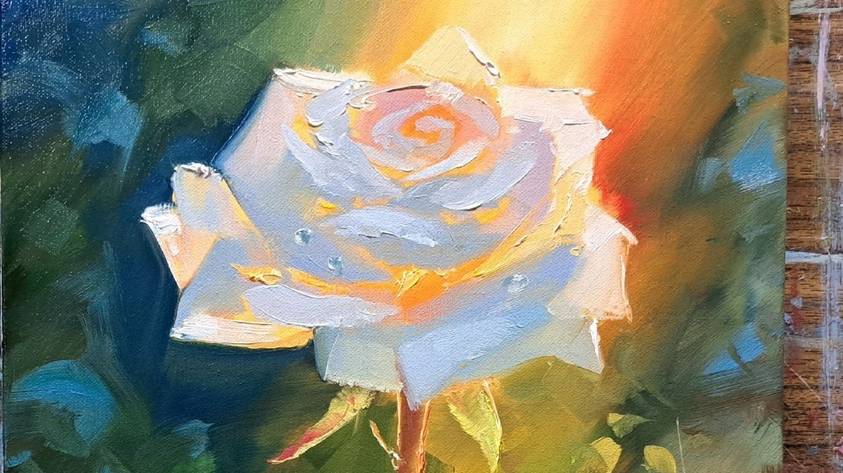 Роза.Живопись маслом смотреть онлайн