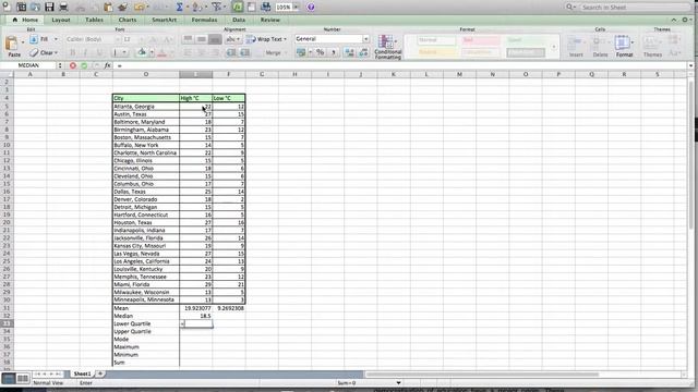 One Variable Statistics Calculations in Excel смотреть онлайн