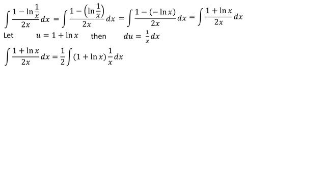 integral of 1 - ln (1/x) / 2x dx смотреть онлайн