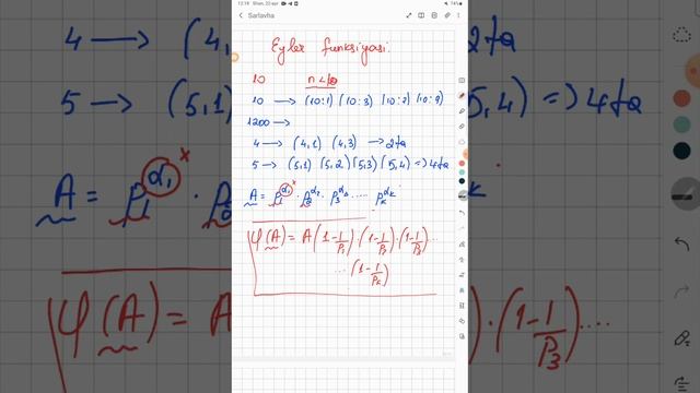 1-dars.Eyler teoremasi.N gacha bo'lgan o'zaro tub sonlarni aniqlash смотреть онлайн