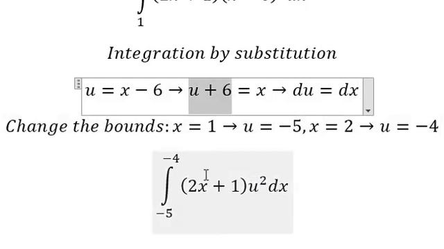 Calculus Help: Integral ∫ From 1 to 2 (2x+1) (x-6)^2 dx - Integration by substitution смотреть онлайн