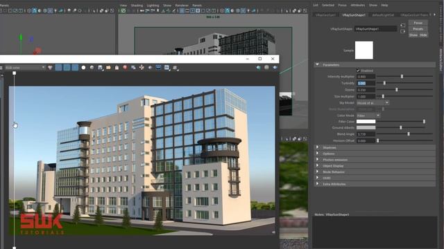 Maya | Vray | Exterior lighting using V-Ray Sun and Sky in Maya смотреть онлайн