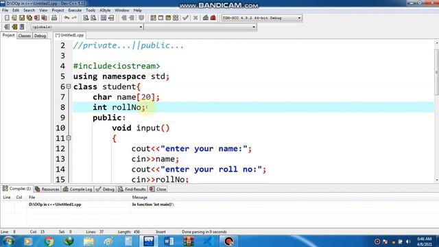 #2 Access specifier in c++||public and private|| member function outside the class смотреть онлайн