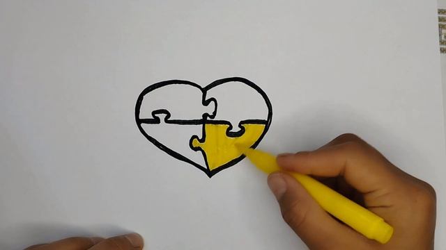 HOW TO DRAW PUZZLE COLORFUL HEART EASY | PAINTING AND DRAWING IDEAS FOR BEGINNERS смотреть онлайн
