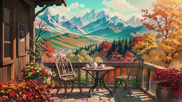 Coffee Forest Sitting and listen to Autumn Lofi ☕ Lofi Cafe ~ Lofi Hip Hop to study relax смотреть онлайн
