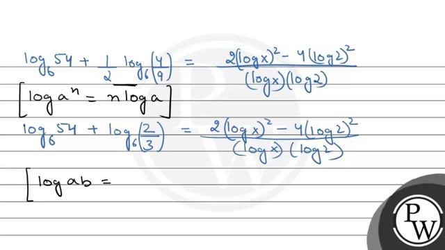 Integral value of \( x \) which satisfies the equation \( \log _{6} 54 \) \( +\log _{x} 16=\log ... смотреть онлайн
