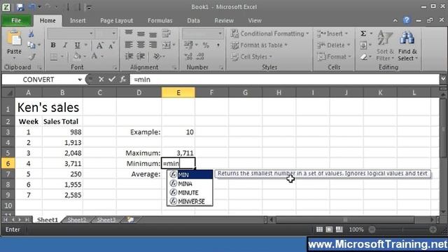 Excel 2010 - Finding the maximum, minimum & average of a range of numbers смотреть онлайн