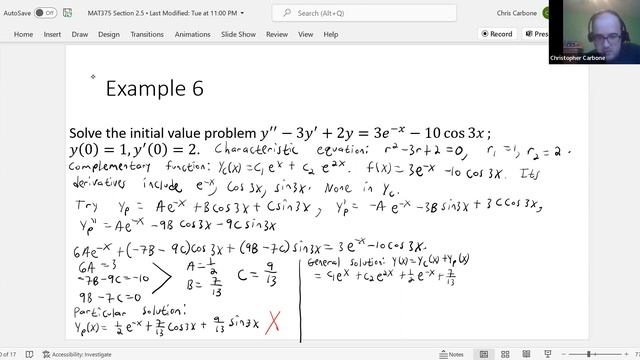 Differential Equations - Nonhomogeneous Equations and Undetermined Coefficients смотреть онлайн