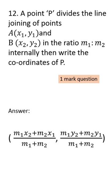 12. A point ‘P’ divides the line joining of points A (x1,y1) and B (x2,y2) #shorts #sslcexam2022 смотреть онлайн