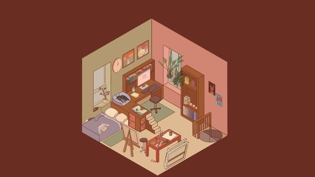 Artist Studio Isometric Animation Loop