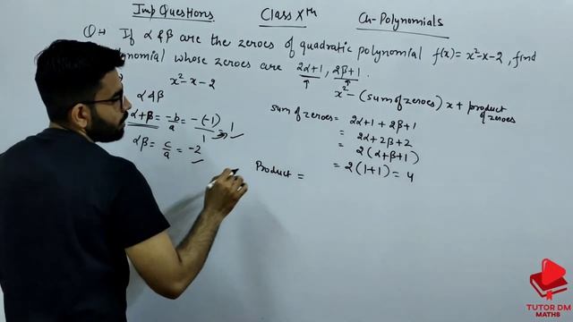 if alpha and beta are the zeros ofpolynomial xsquare -x-2 find polynomial whose zeros are 2alpha + смотреть онлайн