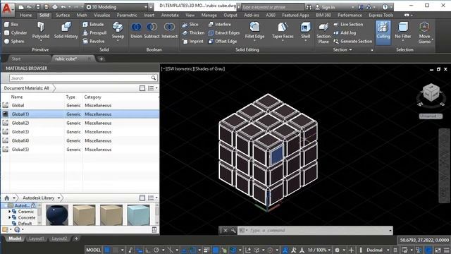 AutoCad 3D Tutorial fot For Beginners/Rubic Cube смотреть онлайн