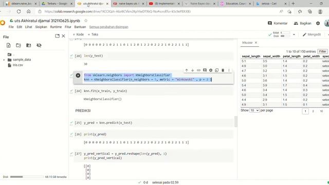 pemograman phtyon.. menggunakan algoritma KNIGHBOARD dan naive bayes data set IRIs смотреть онлайн