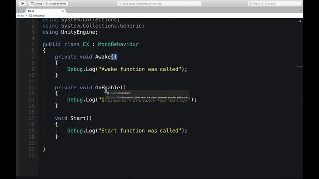 Start, Awake and OnEnable function смотреть онлайн