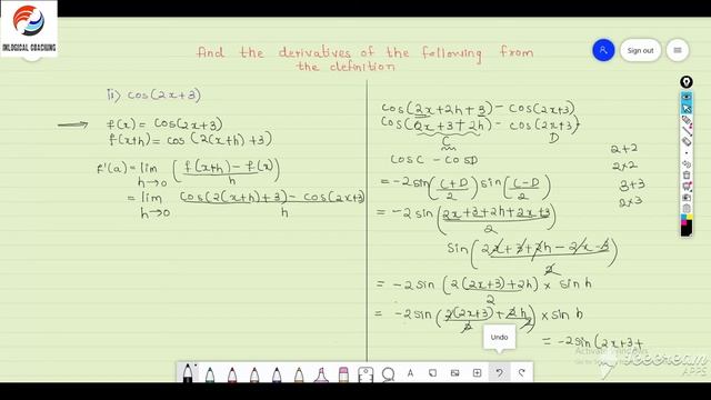 Find the derivative of √x, cos(2x+3) , log(2x-3) смотреть онлайн