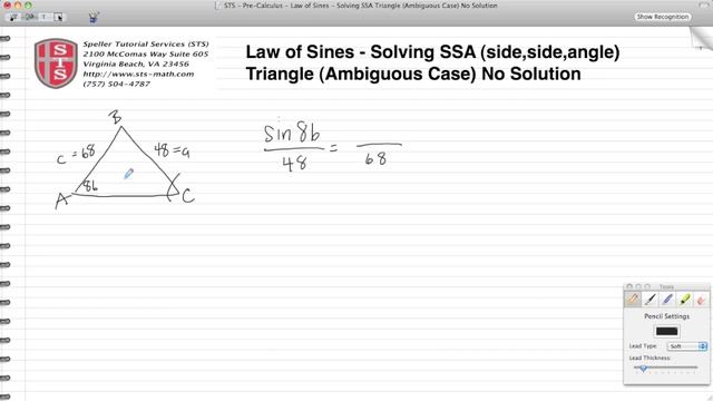How To Solve A SSA Triangle With Law Of Sines Ambiguous Case 0 Solutions
