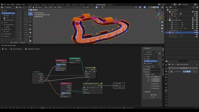 Blender Tutorial Geometry nodes road module on spline смотреть онлайн