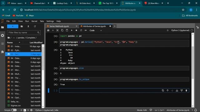 Intro to Attributes in Series in Pandas смотреть онлайн