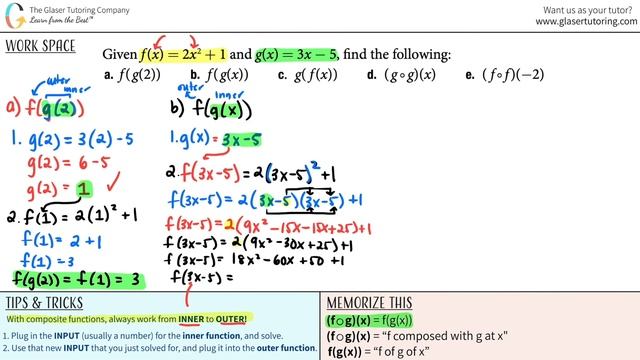 Given f(x) = 2x2 + 1 and g(x) = 3x - 5 , Find f(g(x)) and g(f(x)) смотреть онлайн
