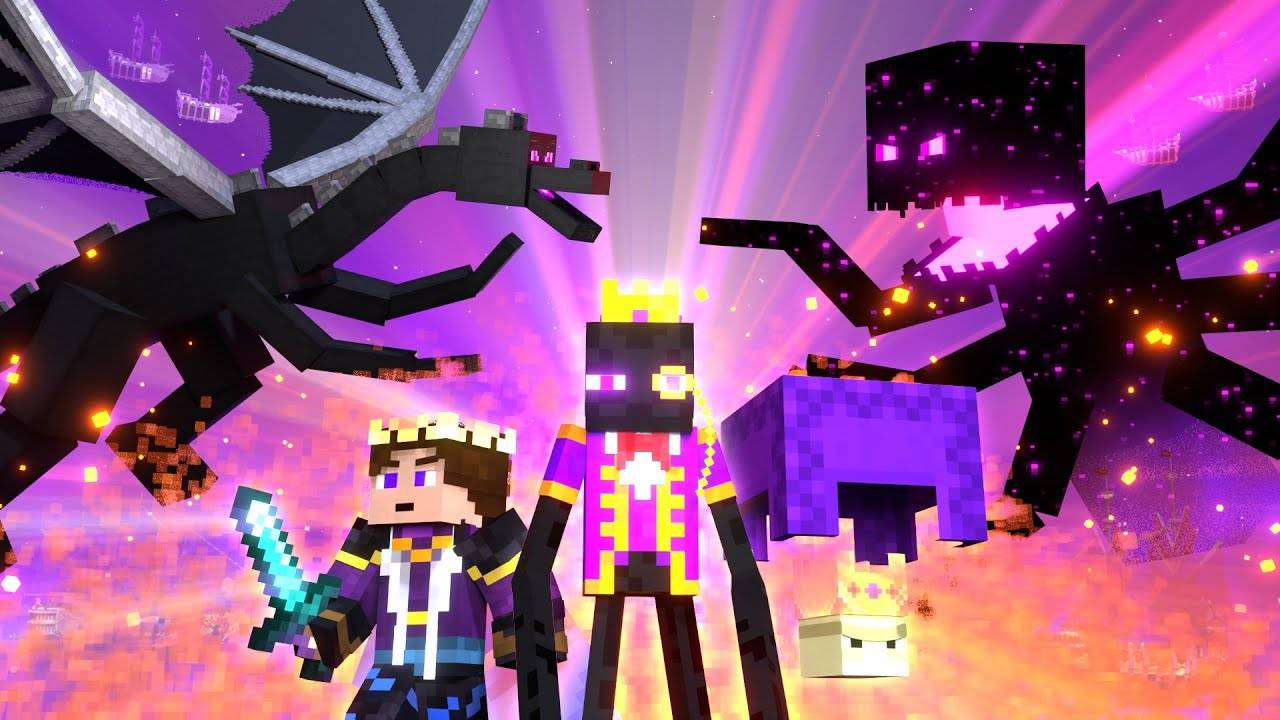 BATTLE FOR THE END - Heart of Ender vs Ender Dragon and End Kings’ Army (Minecraft Anim смотреть онлайн