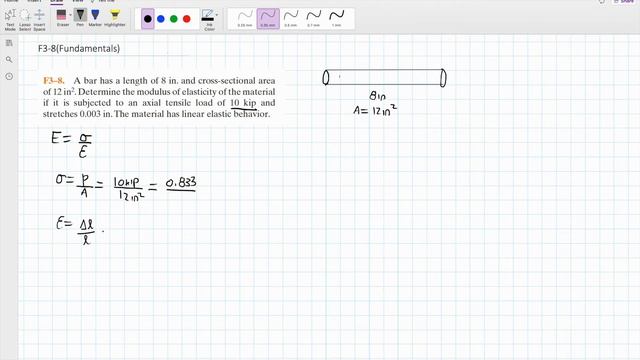 F3-8. A bar has a length of 8 in. and cross-sectional area of 12 in^2. смотреть онлайн