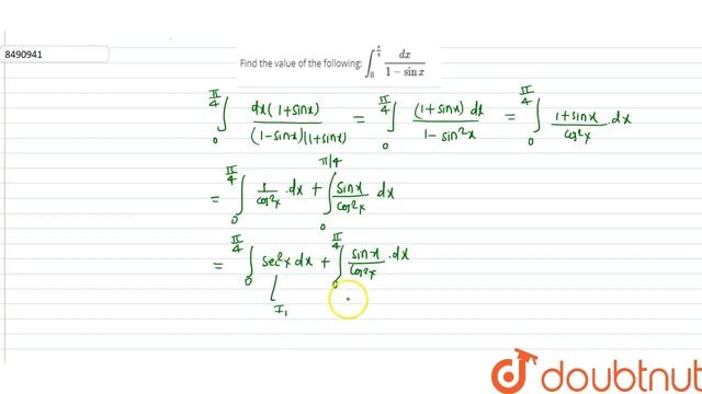 Find the value of the following: `int_0^(pi/4) dx/(1-sinx)` смотреть онлайн