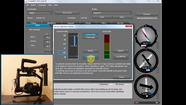 Sensor setup in the SimpleBGC GUI смотреть онлайн