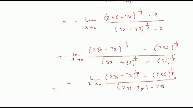 The value of f (0) so that the function f (x)=2-(256-7x)^1/8 /(5 x + 32)^1/5 - 2, x≠0 is continuous смотреть онлайн