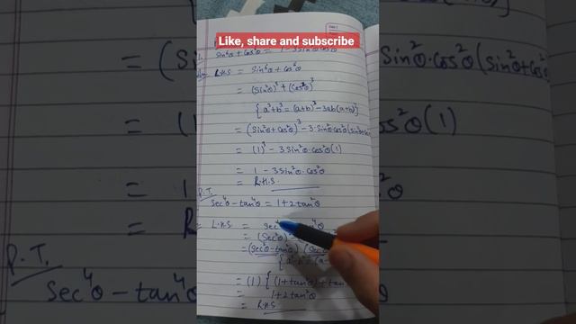 sin^6x+cos^6x=1-3sin^2xcos^2x| sec^4x-tan^4x=1+2tan^2x| #maths #mathsclasses смотреть онлайн