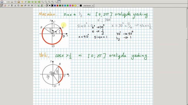 Eng Sodda Trigonometrik Tengsizliklar (1-qism). Algebra 10-sinf. 43-dars