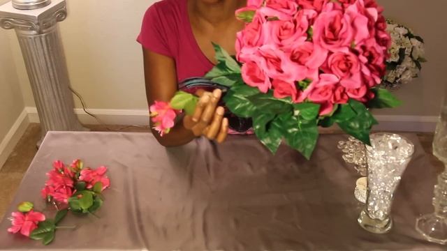 🌹🌹DIY DOLLAR TREE PINK ROSES FLORAL ARRANGEMENT CENTERPIECE 🌹🌹| WEDDING DECOR TUTORIAL | HEAD TABLE смотреть онлайн