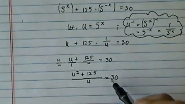 *Log & Exponential Equations: 5^x + 125(5^(-x)) = 30 смотреть онлайн