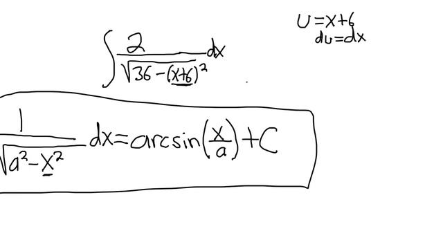 Integral of 2/sqrt(36 - (x + 6)^2)) смотреть онлайн