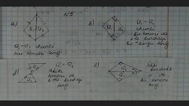 8-Sinf Geometriya Javoblari | 3-Chorak | 103-Bet Savollari