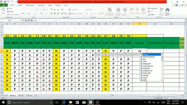 Advance attendance salary sheet in hindi(advance Excel part-4) смотреть онлайн