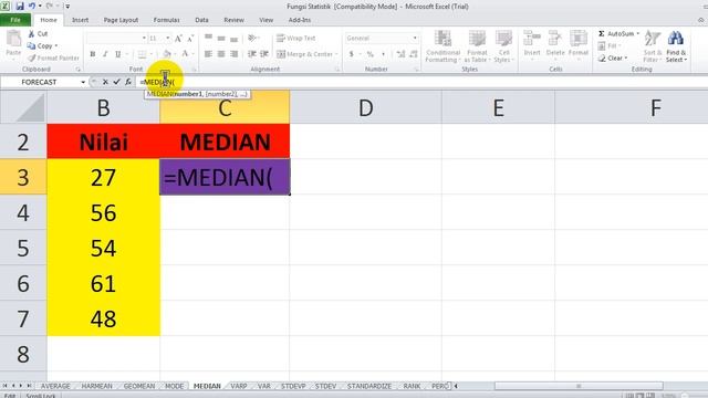 Cara menemukan nilai MEDIAN pada EXCEL смотреть онлайн