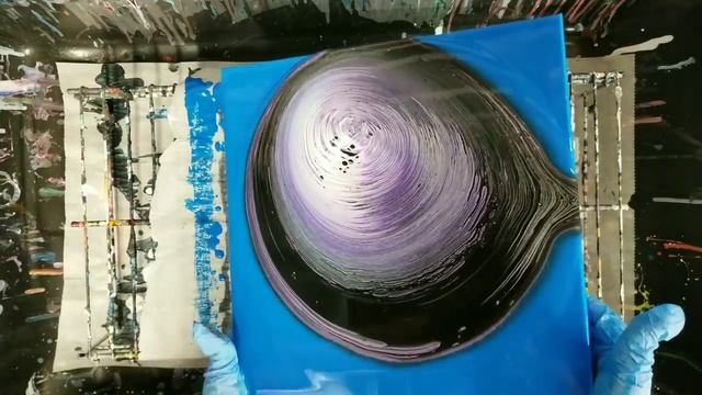 Acrylic Pour Tree Ring with a BLUE base coat смотреть онлайн