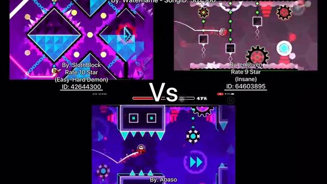 Geometry Dash = Blast Processing Full Version (Comparison) (SlothBlock Vs emjoven Vs Abaso) смотреть онлайн