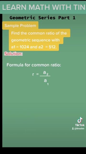 Math Geometric Series Part 1 Formula Used and Sample Problem Finding the Common Ratio #fyp #math смотреть онлайн