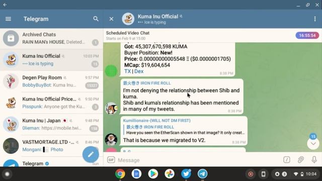 KUMA LIVE VIDEO CHAT On TELEGRAM! KUMADEX TALK BREEDER STAKING & MORE! DON'T MISS LIVE EVENT