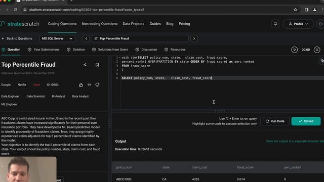 Top Percentile Fraud Detection - SQL Stratascratch смотреть онлайн