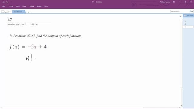 Find the domain of the function -5x + 4 смотреть онлайн