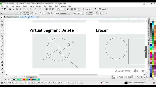 Tutorial Dasar Corel Draw - Toolbox #03. Crop tool, Knife tool, Virtual Segment Delete, Eraser. смотреть онлайн