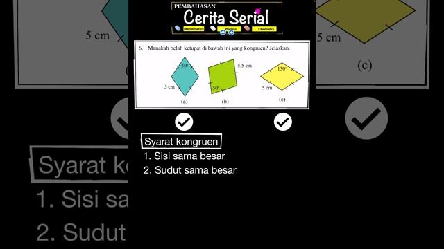Manakah belah ketupat dibawah ini yang kongruen ? Jelaskan-MATEMATIKA HAL 214 смотреть онлайн