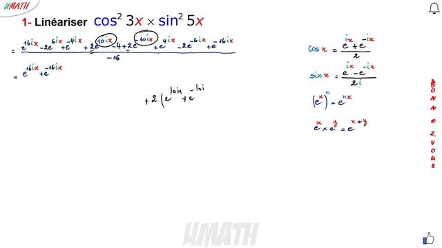 EXECICE SUR LES NOMBRES COMPLEXES LINEARISATION DES FONCTIONS TRIGONOMETRIQUES NIVEAU 2 BAC смотреть онлайн